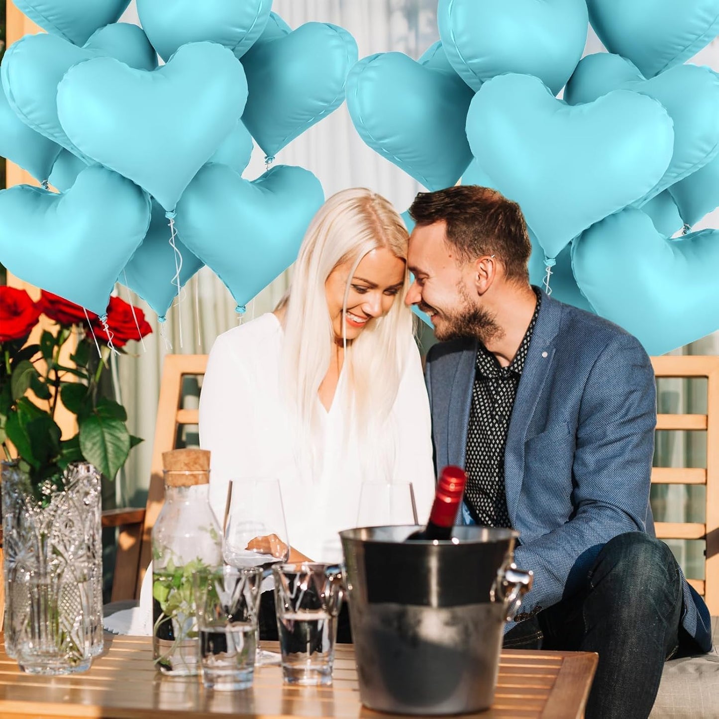 20 Inch Blue Heart Balloons, 10 Pcs Pastel Blue Heart Foil Balloons, Pastel Helium Balloon for Valentine Bridal Shower Anniversary Wedding Birthday Bachelorette Party Decorations