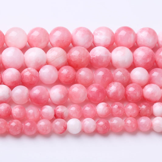 Pink Persian Jade Stone Beads Gemstone Round Crystal Energy Jade Beads Stone Beads for Jewelry Making DIY Bracelet Necklace Jewelry Making 1 Strand 15.5inch 45PCS 8MM