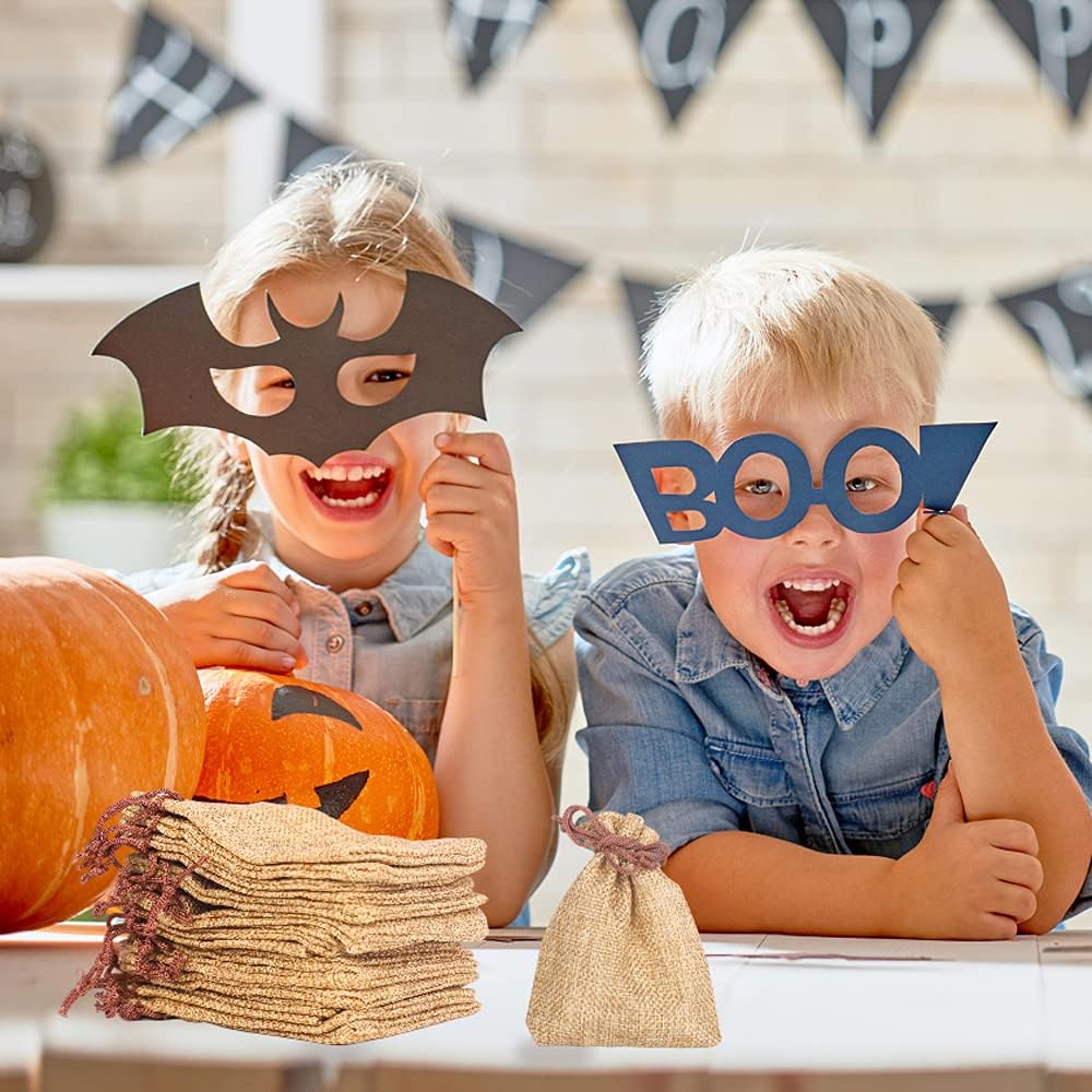 LYSXP 50PCS Burlap Bags with Drawstring，3x4 Inch Drawstring Gift Bag Jewelry Pouches for Wedding Party Favors, DIY Craft Christmas Presents