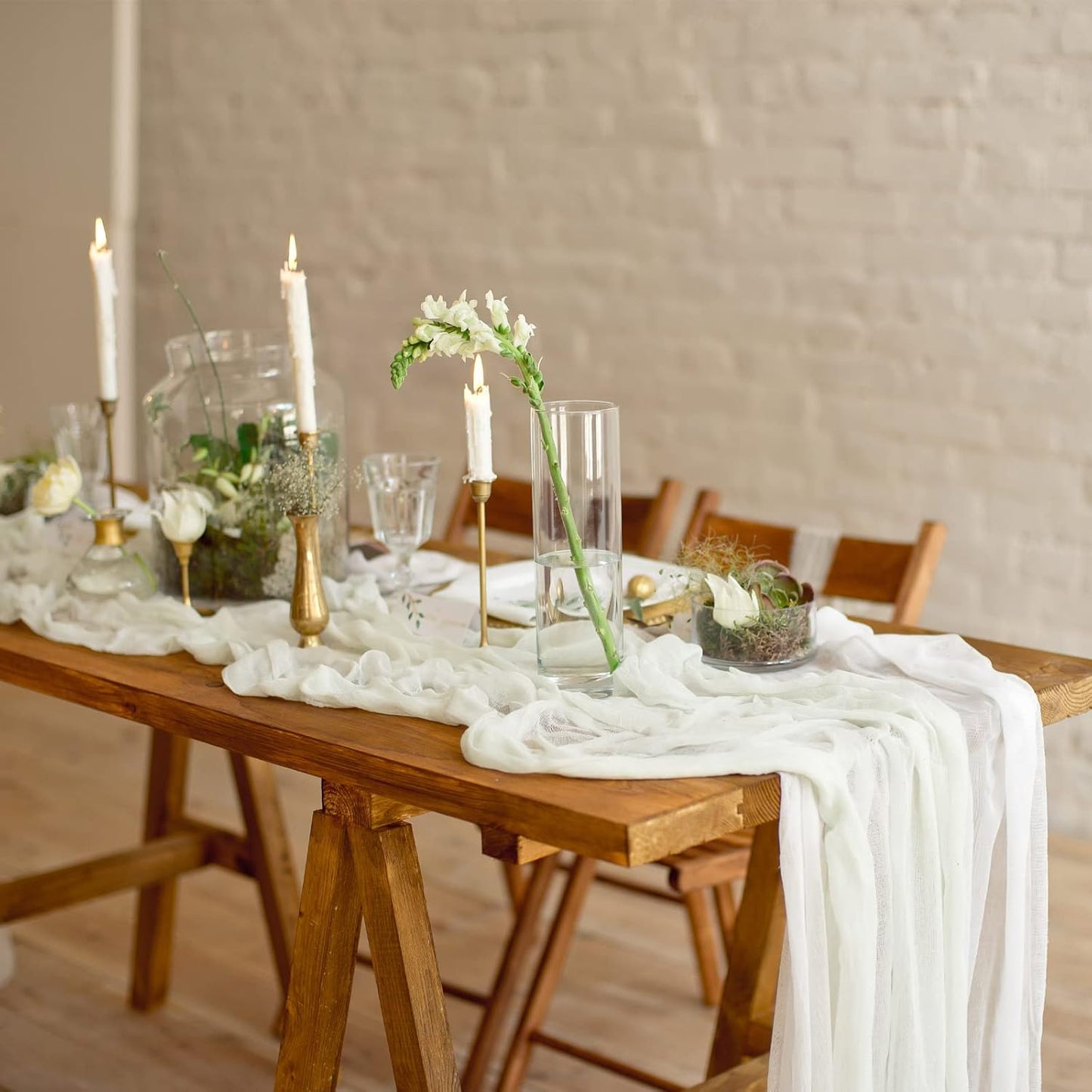 Wedding Arch Draping Fabric 3 Panels 30" x 32 ft White Wedding Arch Drapes for Ceremony Chiffon Fabric Drapes Arbor Drapery Decorations for Reception Sheer Backdrop Curtains for Party Ceremony