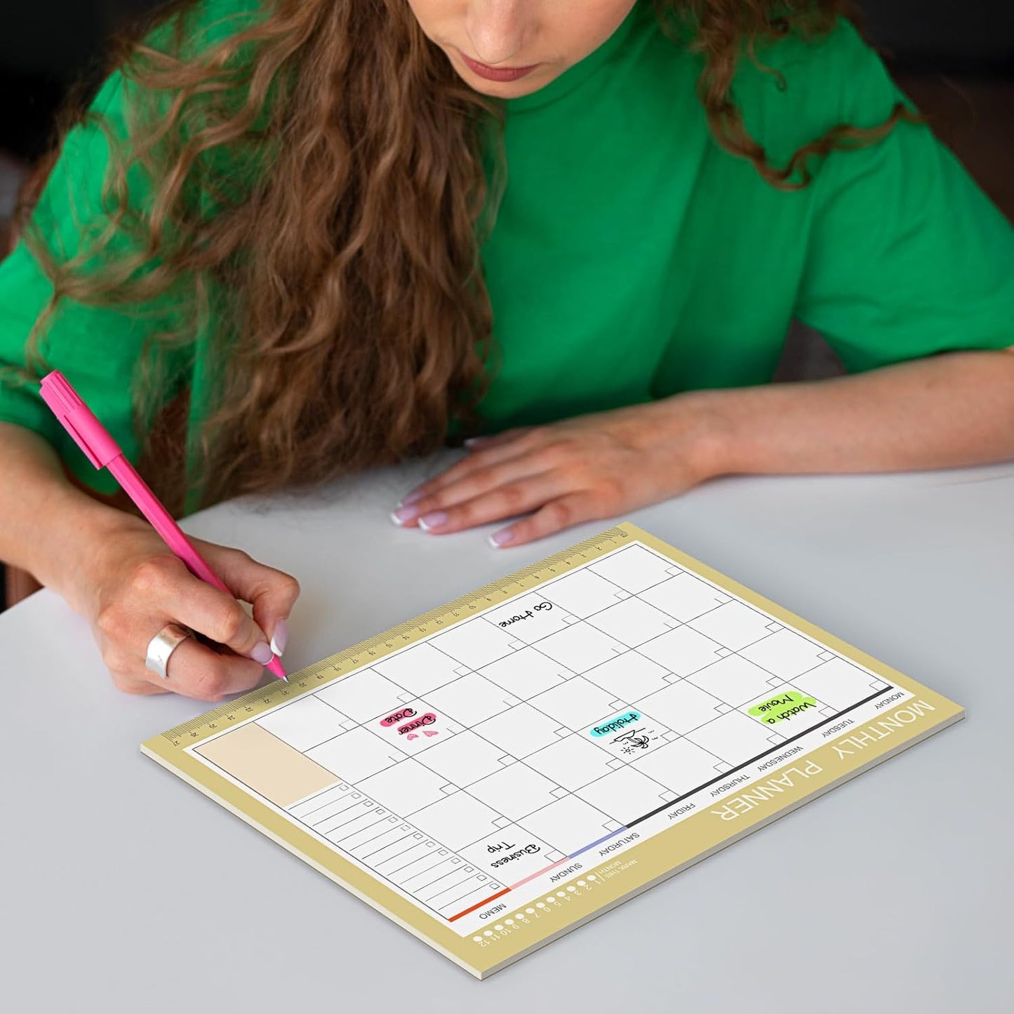 Phyxin Undated Planner, 54 Sheets Blank Calendar, 11.2" x 8.3" Monthly Calendar Planner, Tear Off Undated Monthly Planner with Memo for Women, Students, Teachers, Yellow