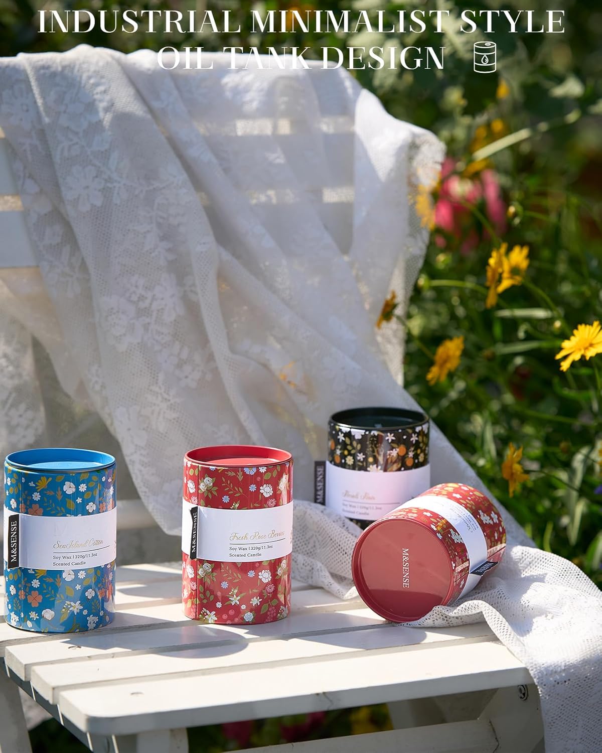 M&SENSE Neroli Noir Scented Candle, Medium Jar Candle 11.3oz Natural Soy Wax for Home Scented, Floral Candles Gift for Spring Holiday, Up to 70 Hours Burning Long-Lasting Fragrance