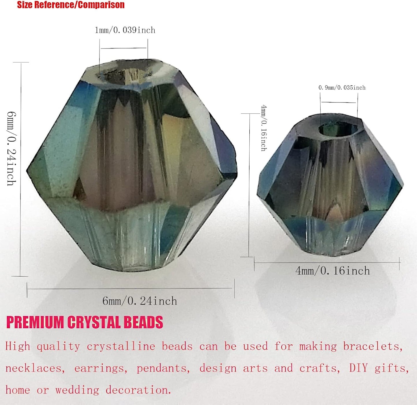 6mm Bicone 450Pcs Clear Green Crystal Glass Beads Faceted Bicone Shape Crystal Glass Spacer Beads for Bracelet Necklace Decorative Hand Jewelry Making (Clear Green, 6MM)