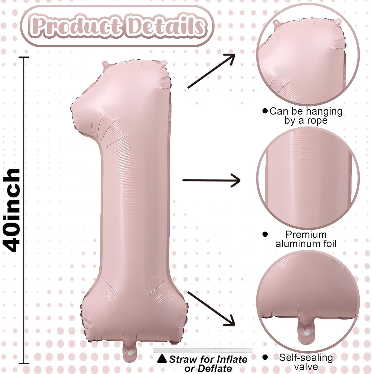 Pastel Pink Balloons Number 10, 40 Inch Foil Number 1 & 0 Balloons for 10 Year Old Birthday Decorations, Self Inflating Blush Dusty Pink Balloon for Girls 10th Birthday Party Anniversary Decorations