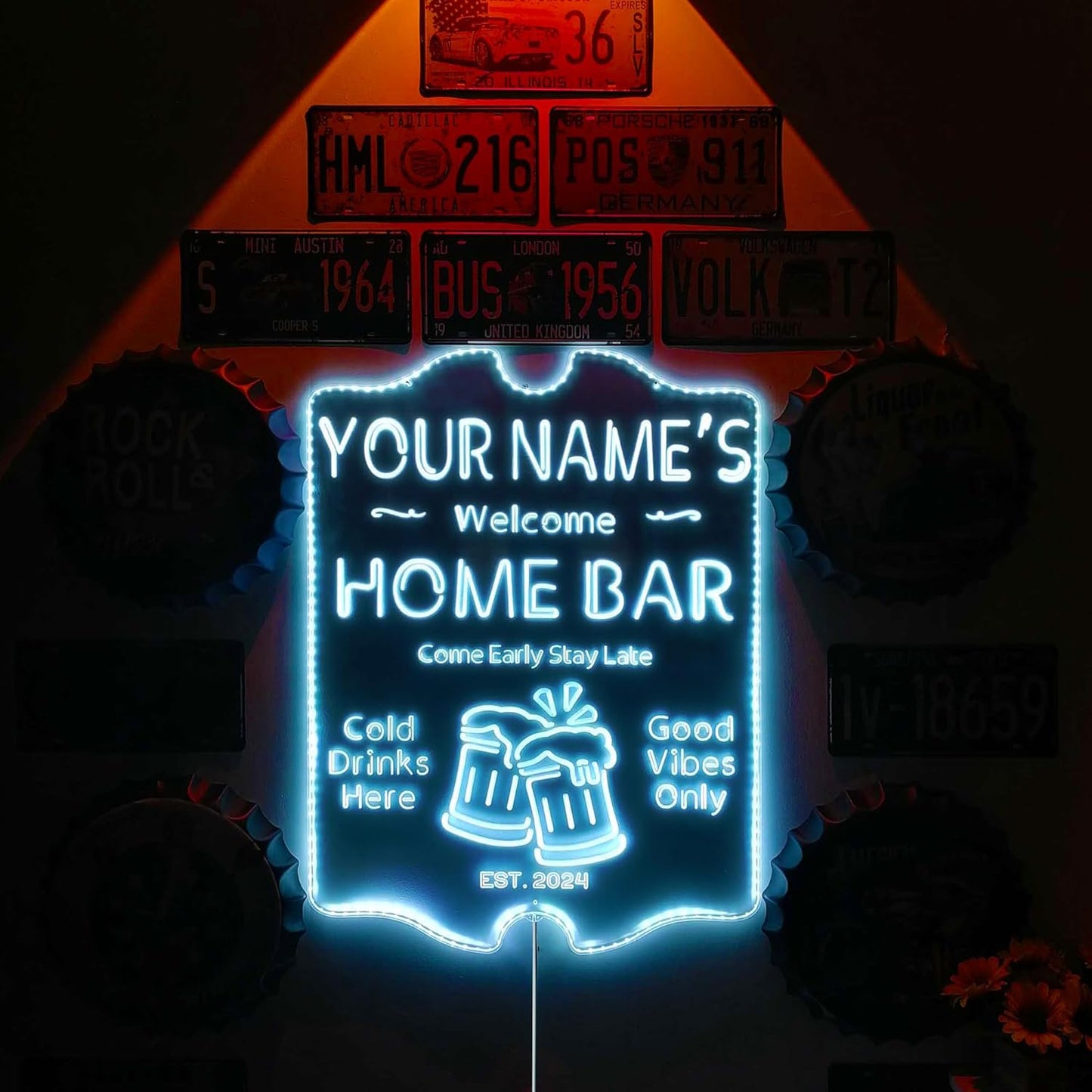 ADVPRO Personalized Your Name Home Bar RGB Dynamic Glam LED Sign - Cut-to-Edge Shape - Smart 3D Decoration - Multicolor Signage st06s43-fnd-p11-tm-c