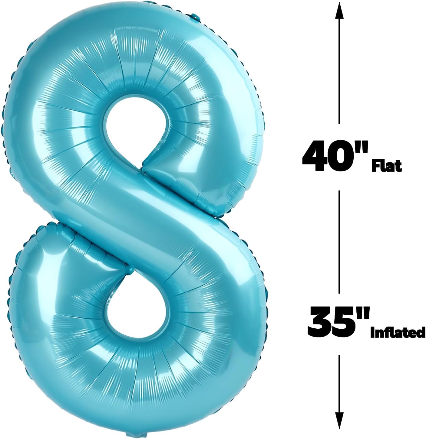 Pearl Blue Foil Number 8 Balloon 40 Inch, Helium Mylar Eight Number 8 18 28 38 48 58 80 88 Birthday Balloons, 8th Pearl Blue Women Men Wedding Anniversary, Graduations Party Supplies