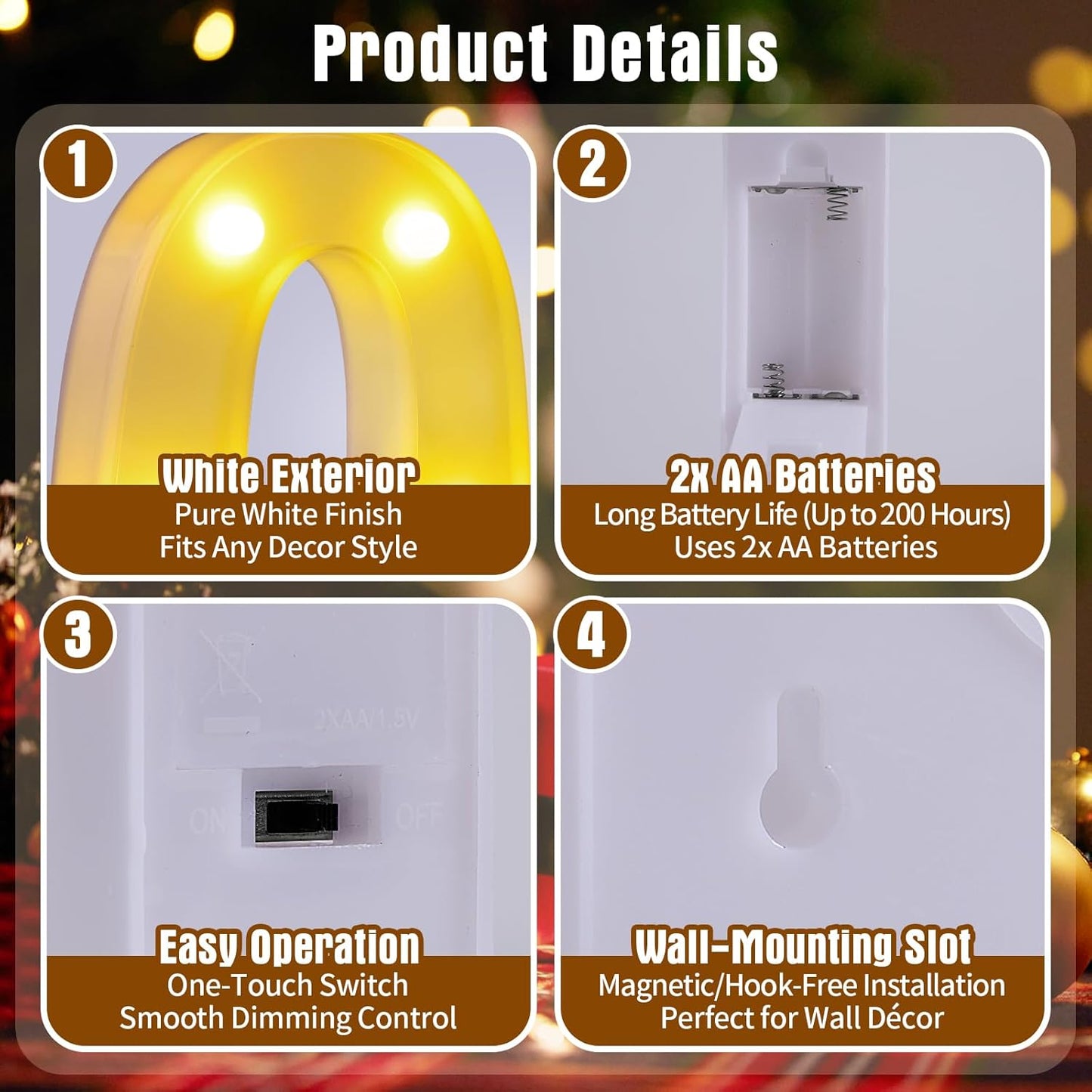 Light Up Letters U,LED Sign Marquee Letters 26 Alphabet for Party Birthday Name,Wedding,Christmas Decorations,Personalized Name Sign Letter for Centerpieces Table and Wall Decor