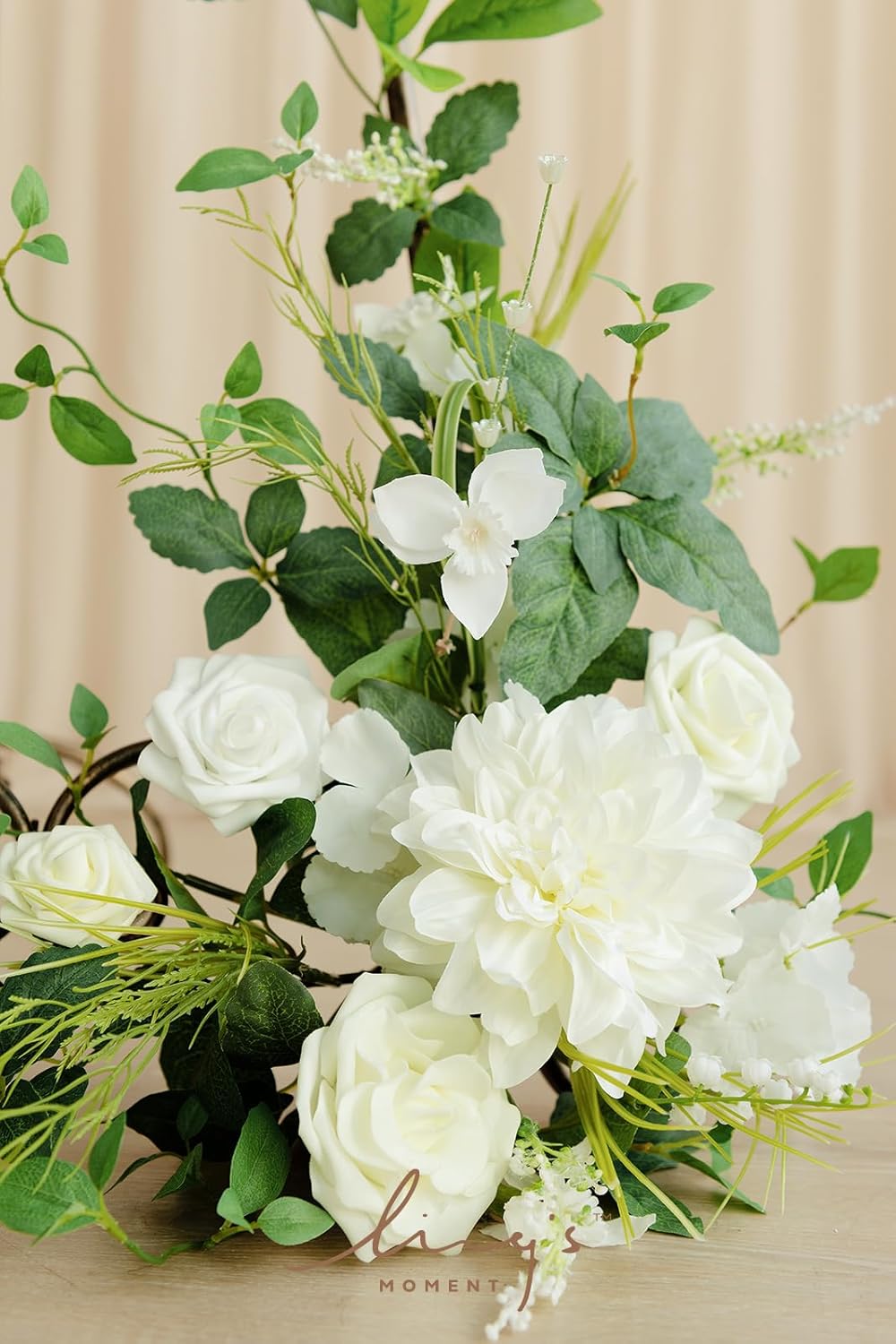 Ling's Moment 2pcs Wedding Flowers Garland Artificial Floral Swag Arch Decorations Greenery Arrangements Lily of The Valley White Ceremony Reception Garden Easel Wall Entryway Outdoor NOT Include Sign