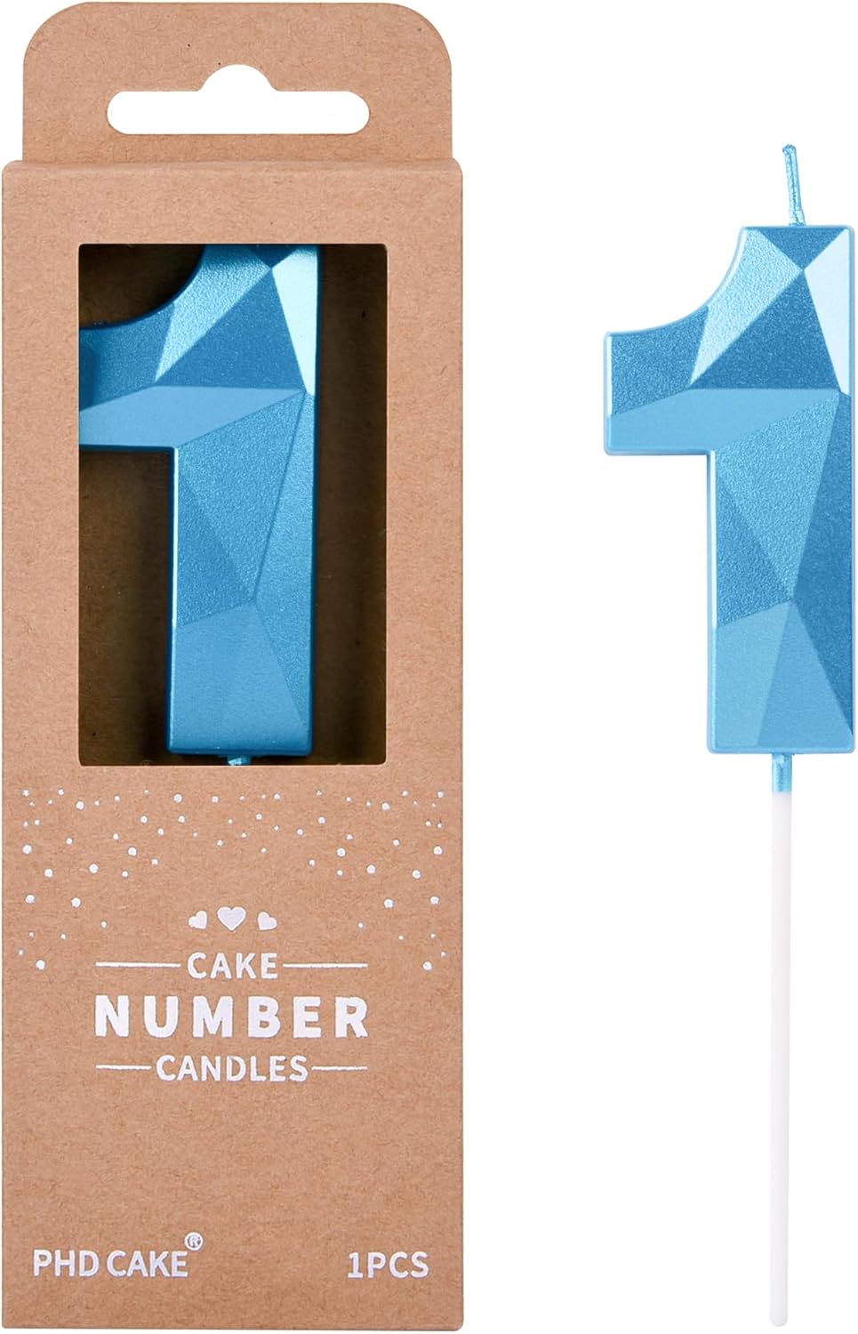 PHD CAKE 2.76 Inch Crystal Blue 1 Number Birthday Candles, Blue Number Candle, Cake Number Candles, Party Celebration