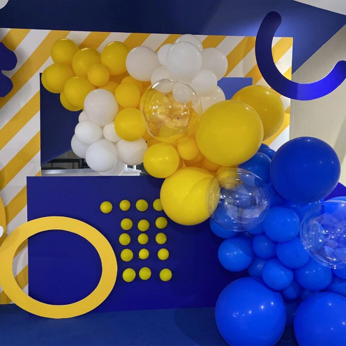 Blue and Yellow Balloons, 12Inch Royal Blue Yellow White Party Balloons Set Graduation Latex Helium Balloon Kit for Boys Birthday Baby Shower Wedding Engagement 2025 Grad Party Decorations