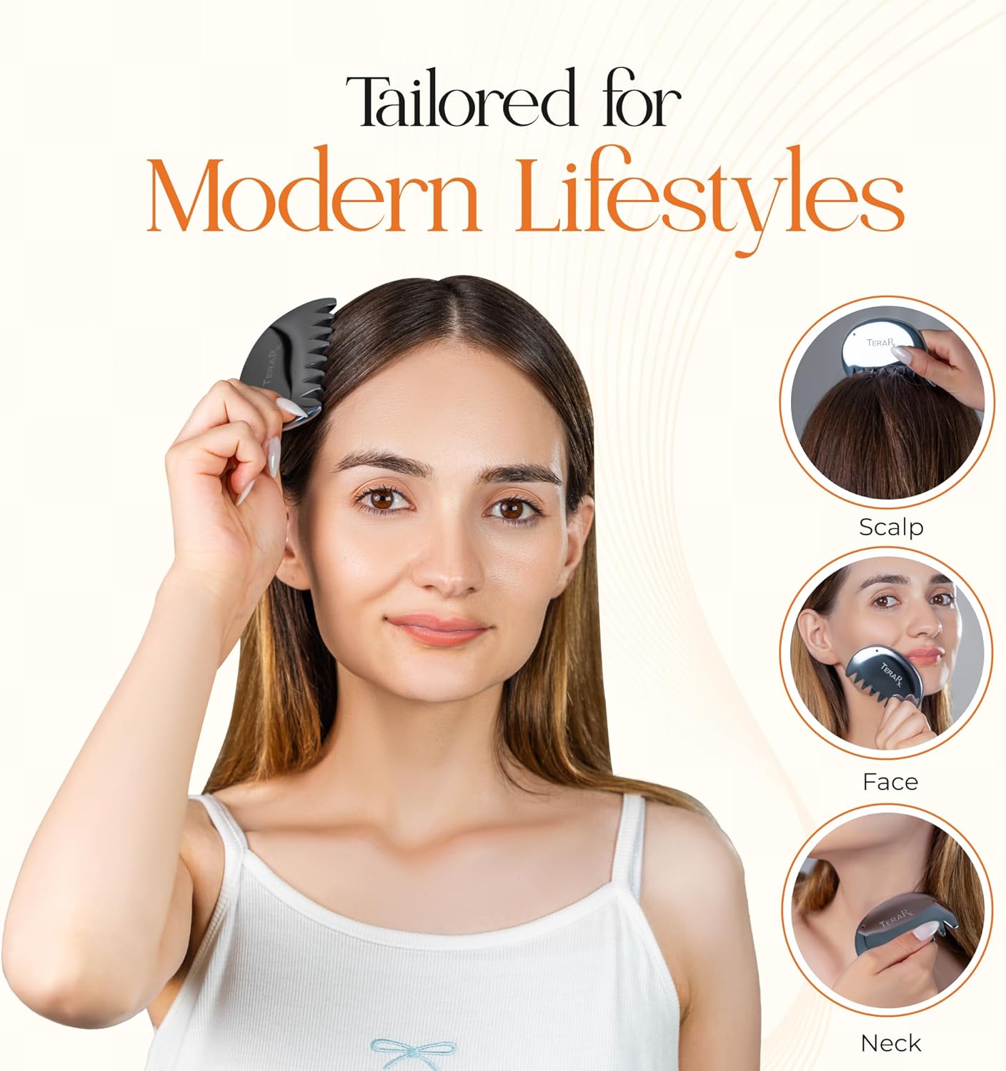 TeraRX® Terahertz Gua Sha Comb – Authentic Terahertz Massage Tool for Scalp, Face & Neck – Anti-Static Scalp Massage Comb for Tension Relief, Circulation & Daily Self-Care Routine