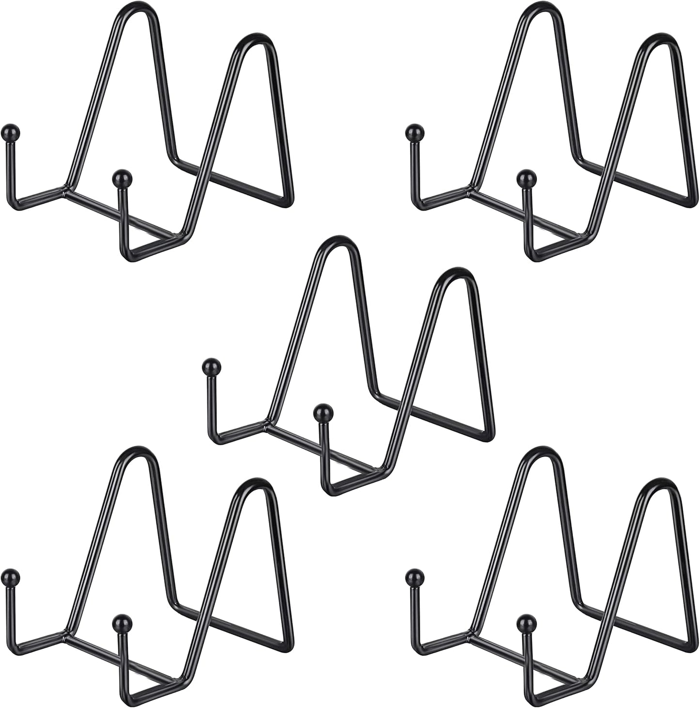 IBosins 5 Pack 3 Inch Small Plate Holder Display Stands, Mini Metal Black Frame Stand for Picture, Book, Photo Easel, Creation, Collectibles