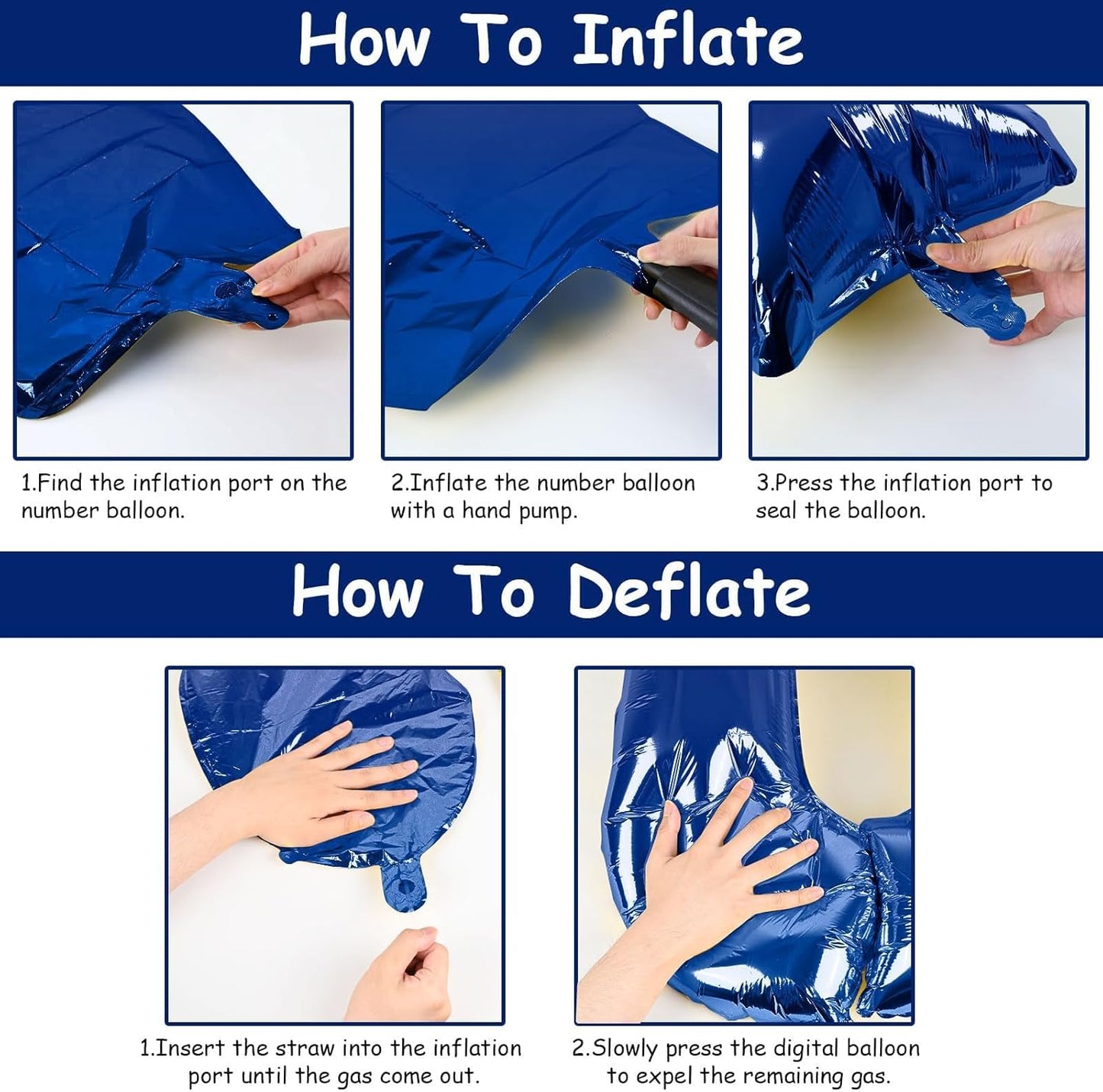 Navy Bluen Balloon Number 8, 40 Inch Large Self Inflating Royal Blue Foil Number Balloons 0-9, Dark Blue Digital 8 Helium Balloon for 8th Boys Men Birthday Party Anniversary Decorations