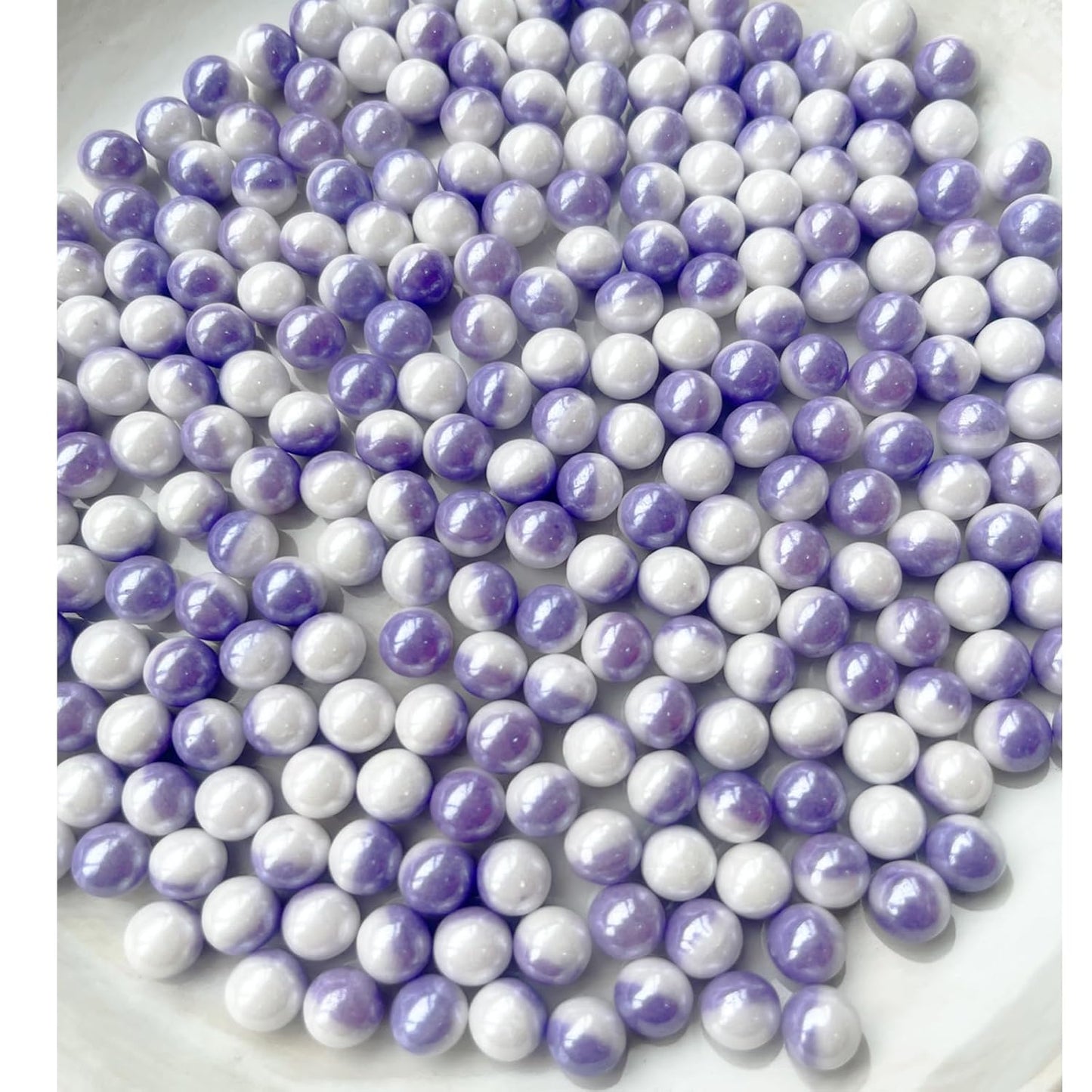 Edible Purple White Pearl Sugar Sprinkles Candy Baking Edible Cake Decorations Cupcake Toppers Cookie Decorating Celebrations Wedding Shower Party Chirstmas Supplies 100g/ 3.5oz