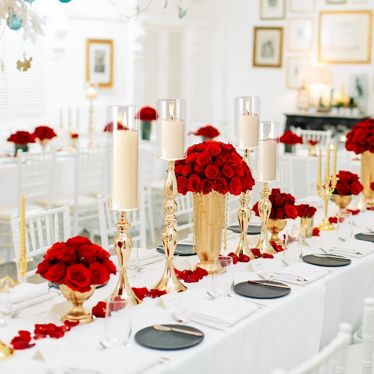 Thin Glass Cylinder Vases 2.5''/3.3'' Diameter 2mm Wall Thickness Clear Flowers Vase Hurricane Floating Candles Holders for Table Centerpieces Wedding Decor(2.5'' X 5'',6'',8'',6 Pcs)