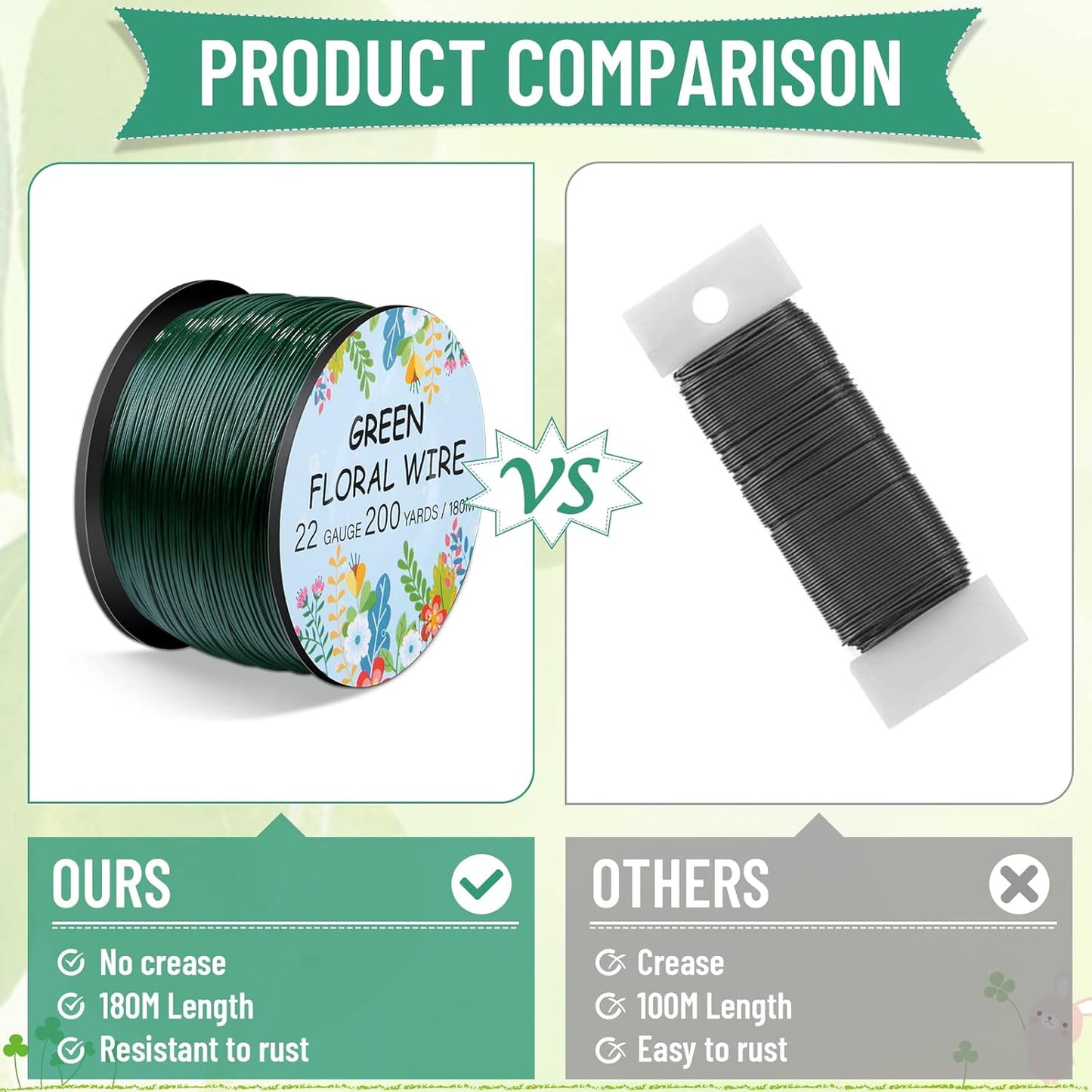 Floral Wire 22 Gauge Flower Wire for Craft, 200 Yards Green Flexible Paddle Florist Wires for Flower, Green Florist Wires Christmas Wreaths Tree, Garland Floral Flowers Arrangements, and Wreath Frame