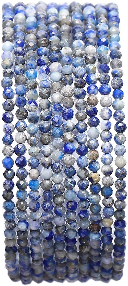 Faceted Natural Lapis Lazuli Stone Round Loose Semi Gemstone Beads for Jewelry Making 2-2.5mm 38cm