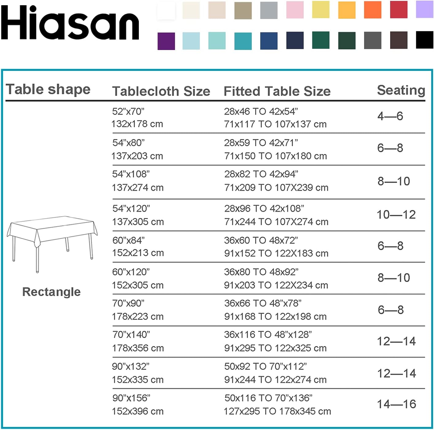 Hiasan Waterproof Tablecloth Rectangle - Washable Fabric Table Cloth for Dining Room Kitchen Birthday Party and Outdoor Use, Navy Blue, 54 x 108 Inch