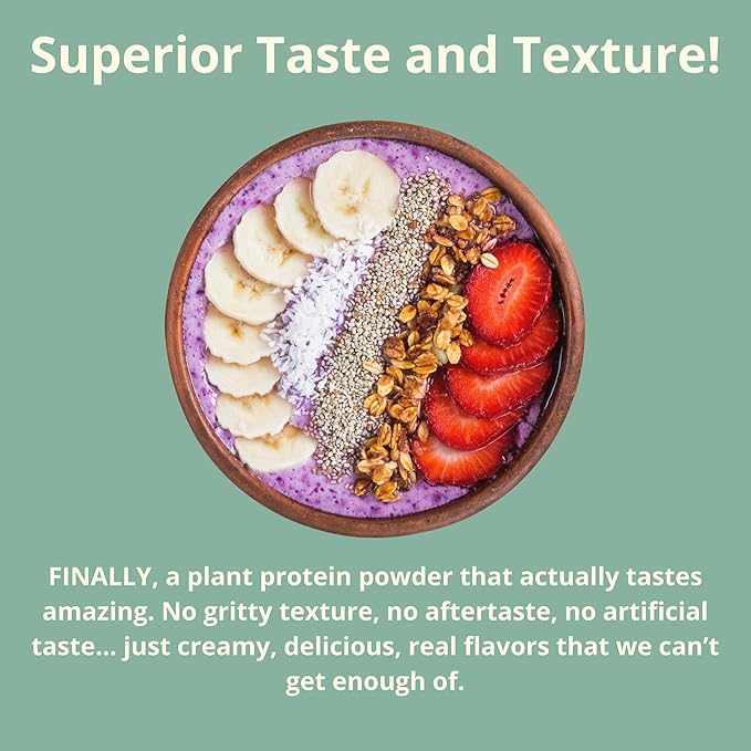 Clean Vegan Protein Powder Chocolate - Plant Based Protein Powder Dairy Free for Gut Health, No Sodium, High Fiber, Keto Friendly, Non Dairy, Lactose Free