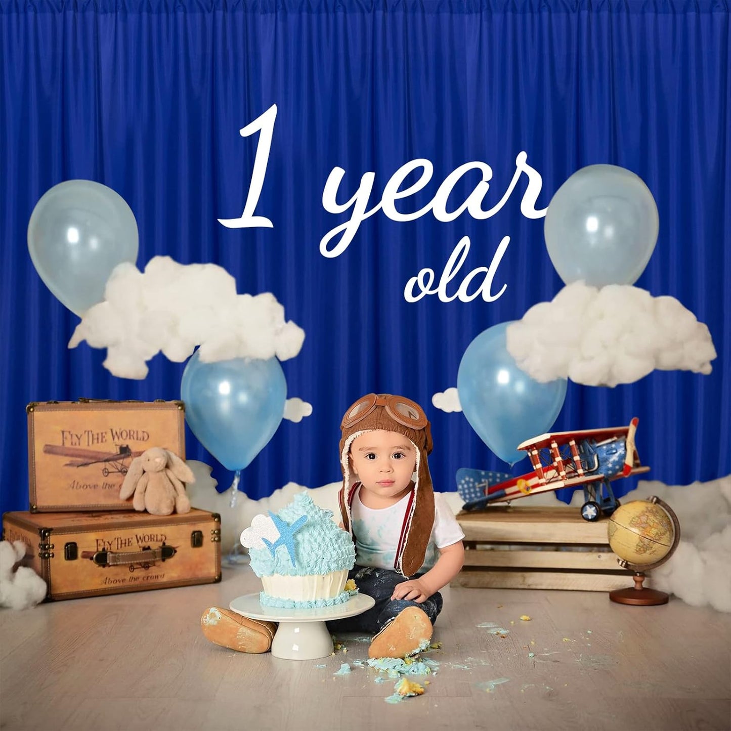 Royal Blue Backdrop Curtains for Party Stage Wedding Ceremony Light Filtering Curtains Photography Backdrop for Baby Showers Rod Pocket Home Sliding Door Decoration, 5ft x 7ft, 2 Panels