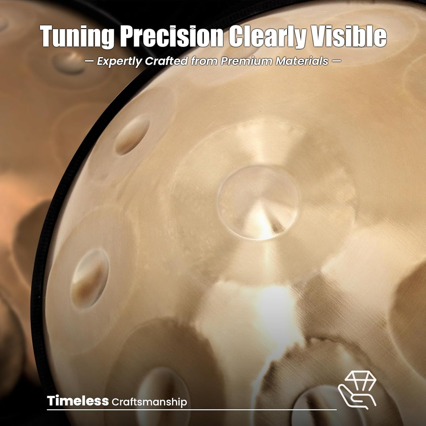 "SINGOFIRE" Handpan Drum, Handpan Drums for Adults, 22-Inch 432Hz D Minor Kurd Handpan, HandPan Instrument (Gold-10Notes（432HZ）, 22-Inch)