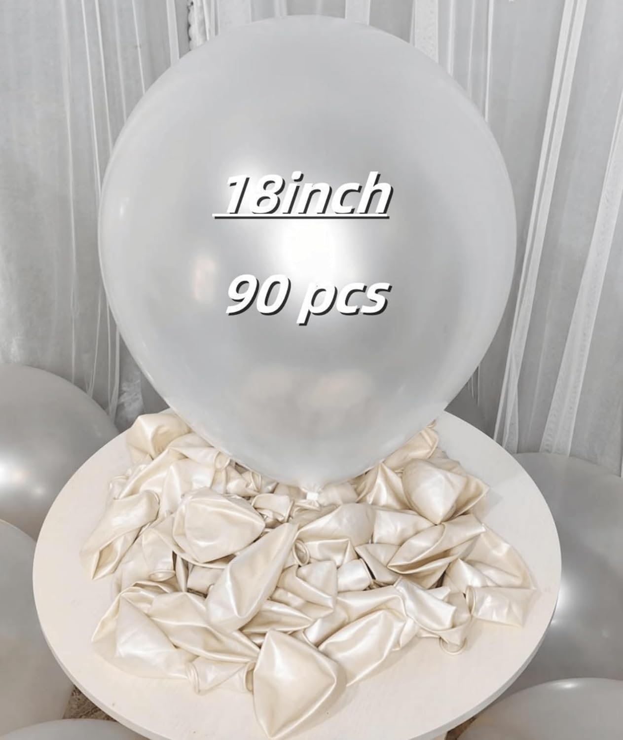 90 Pack White Pearl Balloons 18 inch Pearl White Latex Party Balloon Bulk for Various Party Events Decorations