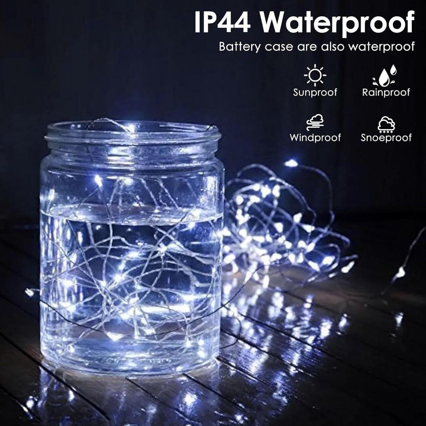 2-Pack Fairy Lights Battery Operated with Remote, Waterproof 33FT 100 LED Battery String Lights Outdoor Indoor, 8 Modes Twinkle Lights with Timer for Bedroom Wedding DIY Christmas Decor (Cool White)