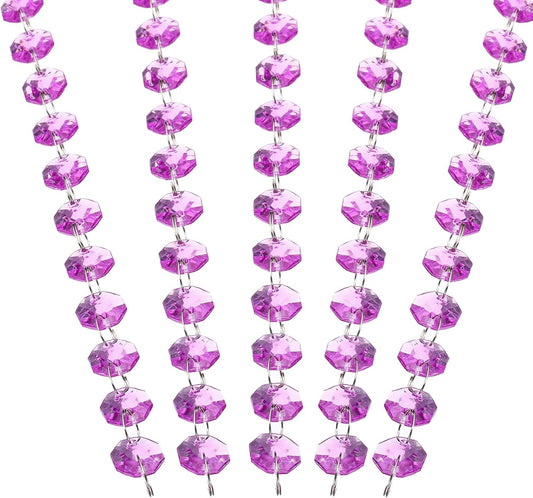 PATIKIL 14 mm Crystal Garland Strands, 98.4 Ft Acrylic Octagon Chandelier Bead Chains String for DIY Craft Wedding Party Home Decorative Jewelry Making, Purple