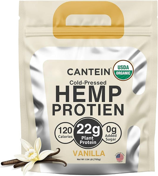 Organic Hemp Protein, Vegan Protein Powder, Clean Plant Based Protein Powder, Non Dairy Protein, Lactose Free Natural Protein, Gluten Free- 20 Servings, Vanilla