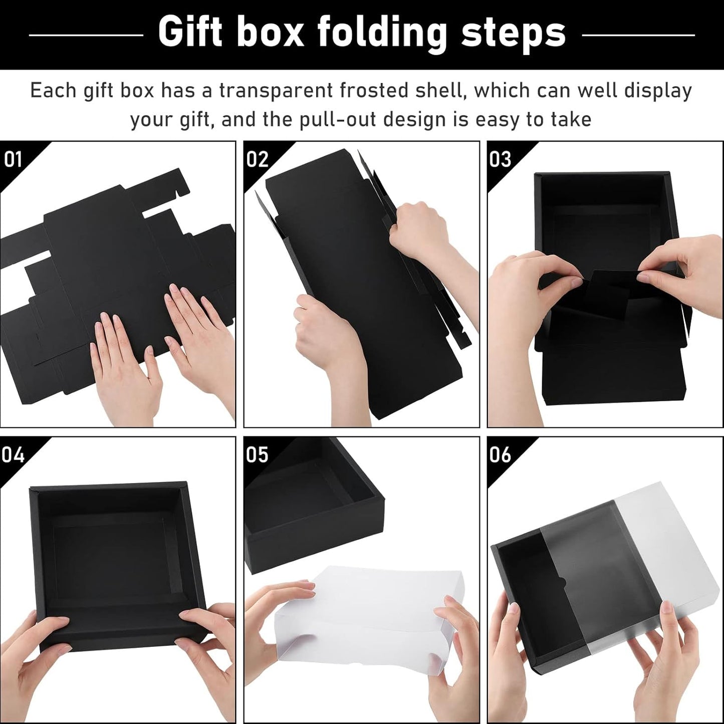 Roowest 50 Sets Kraft Soap Boxes Rectangle Packaging Box with Window Homemade Gift Box with Blank Tags and Jute String for Jewelry Candy Wrapping Party Favor(6.5 x 6.5 x 2 Inch,Black)