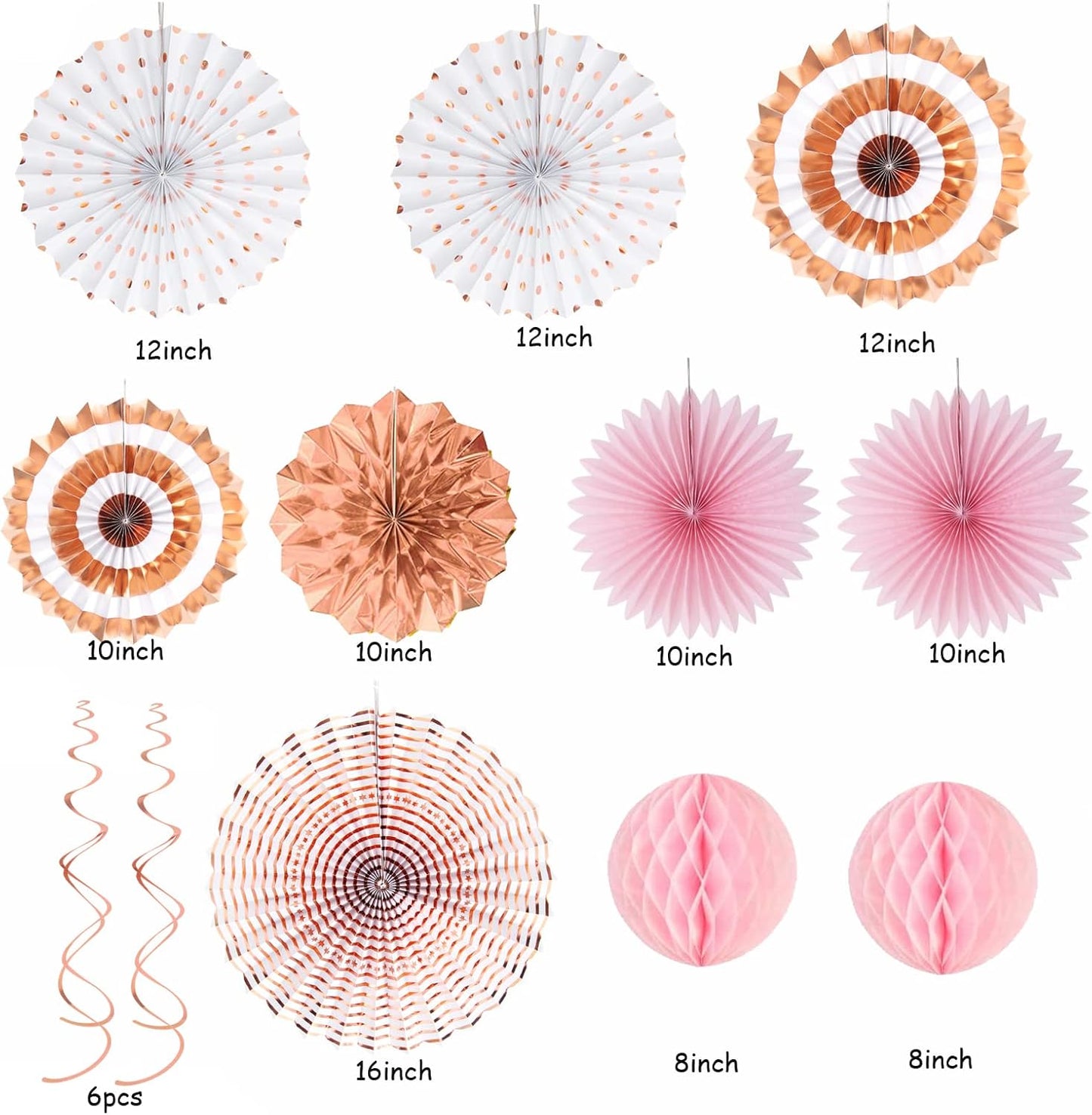 Rose-Gold Pink-White Graduation Party-Decorations - 33pcs Banner,Streamers Tassel Garland,Tissue Pom Poms Honeycomb,Paper Lantern Fan,Birthday Wedding Bridal Baby Shower Bachelorette Engagement Hugtmr