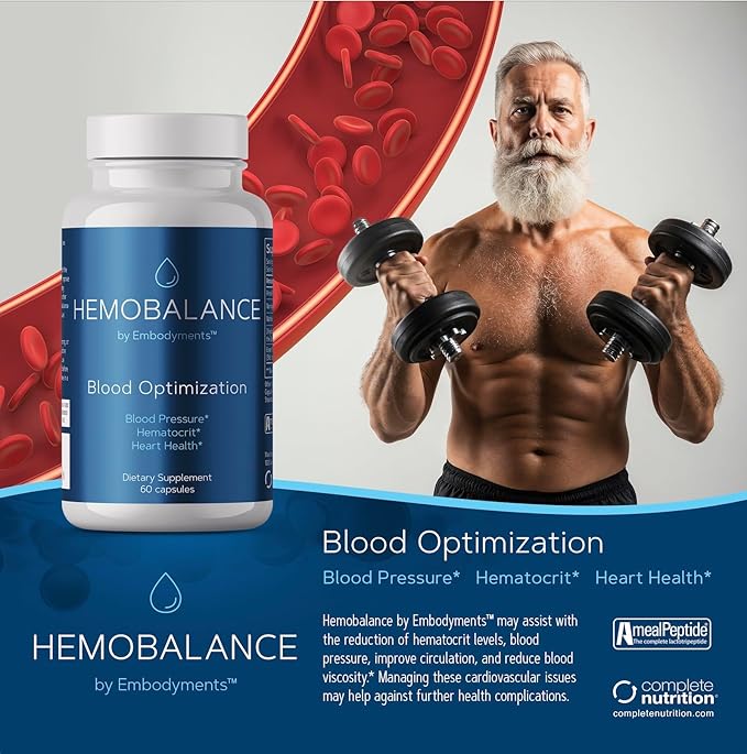 Complete Nutrition HemoBalance Blood Optimization Supplement, 60 Capsules, Supports Hematocrit Levels and Reduces Blood Viscosity