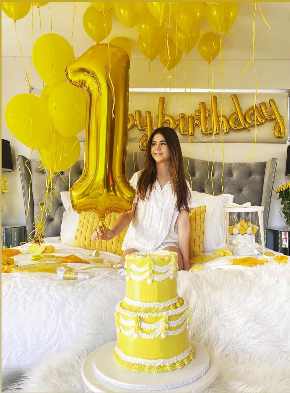40 Inch Gold Number 1 balloon,Big Foil Mylar Balloon 1st 1 11 21 31 41 51 81 Party Wedding Birthday Bridal Baby Shower Graduation Anniversary Celebration Decoration