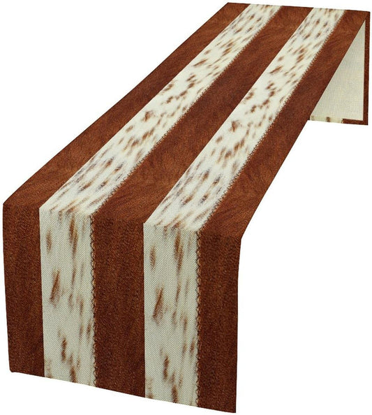 Cow Patchwork Print Table Runner, Brown Country Farm Animal Fur Skin Farm Safari Wildlife Pattern Table Runner for Dinner Dinning Home Kitchen Living Room Party Holidays Setting, 13x60 Inch