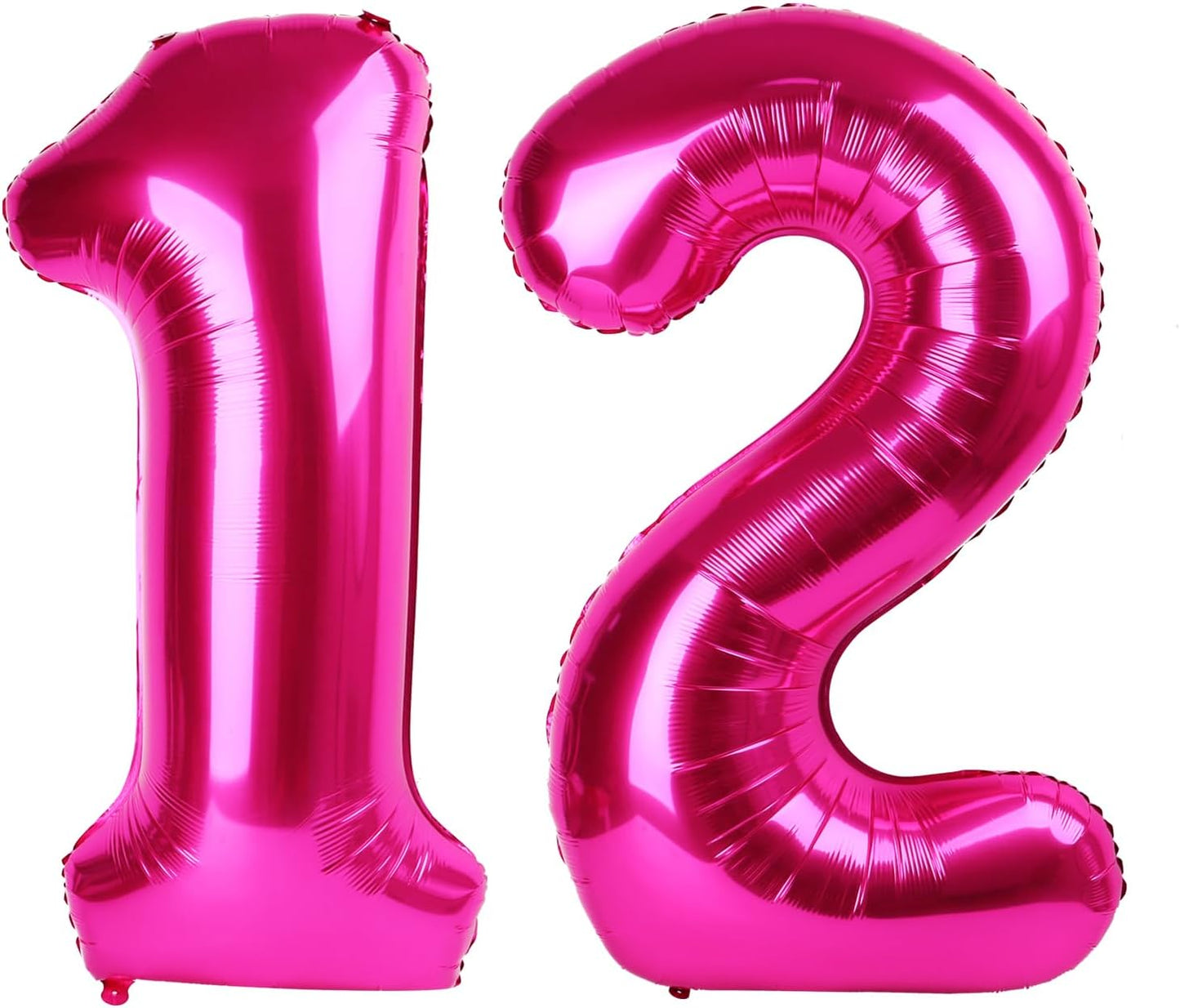 Hot Pink Number 12 Balloon 40 inch, Number 12 Birthday Balloon for Boy Girl, Hot Pink Foil One for 12 Birthday Party, Anniversary Celebration Number Decorations