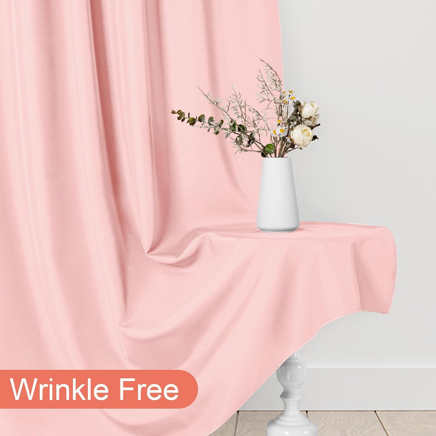 DWCN 10x7 FT Blush Pink Backdrop Curtains for Parties, Photography Backdrop Drapes with Rod Pockets for Wedding Decorations Stage Birthday Family Gatherings, 2 Panels 5ft x 7ft