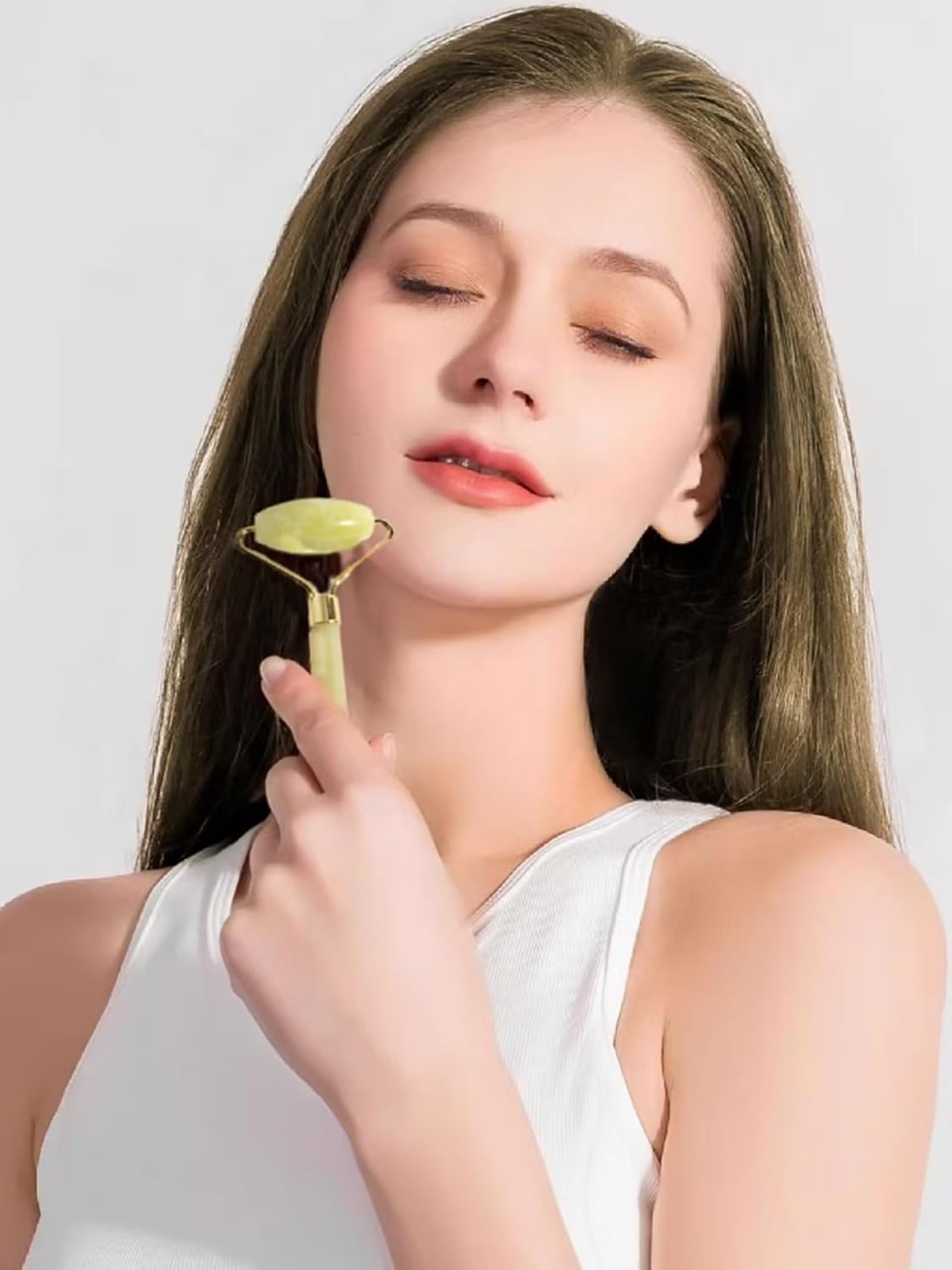 Natural Jade Roller & Gua Sha Set, Self Care Colorful Gift for Face Eye Neck Massager for Women Men, Jade Gua Sha Tool for Face for Skin Care, Improves Skin Tone-Beauty & Skincare (White)