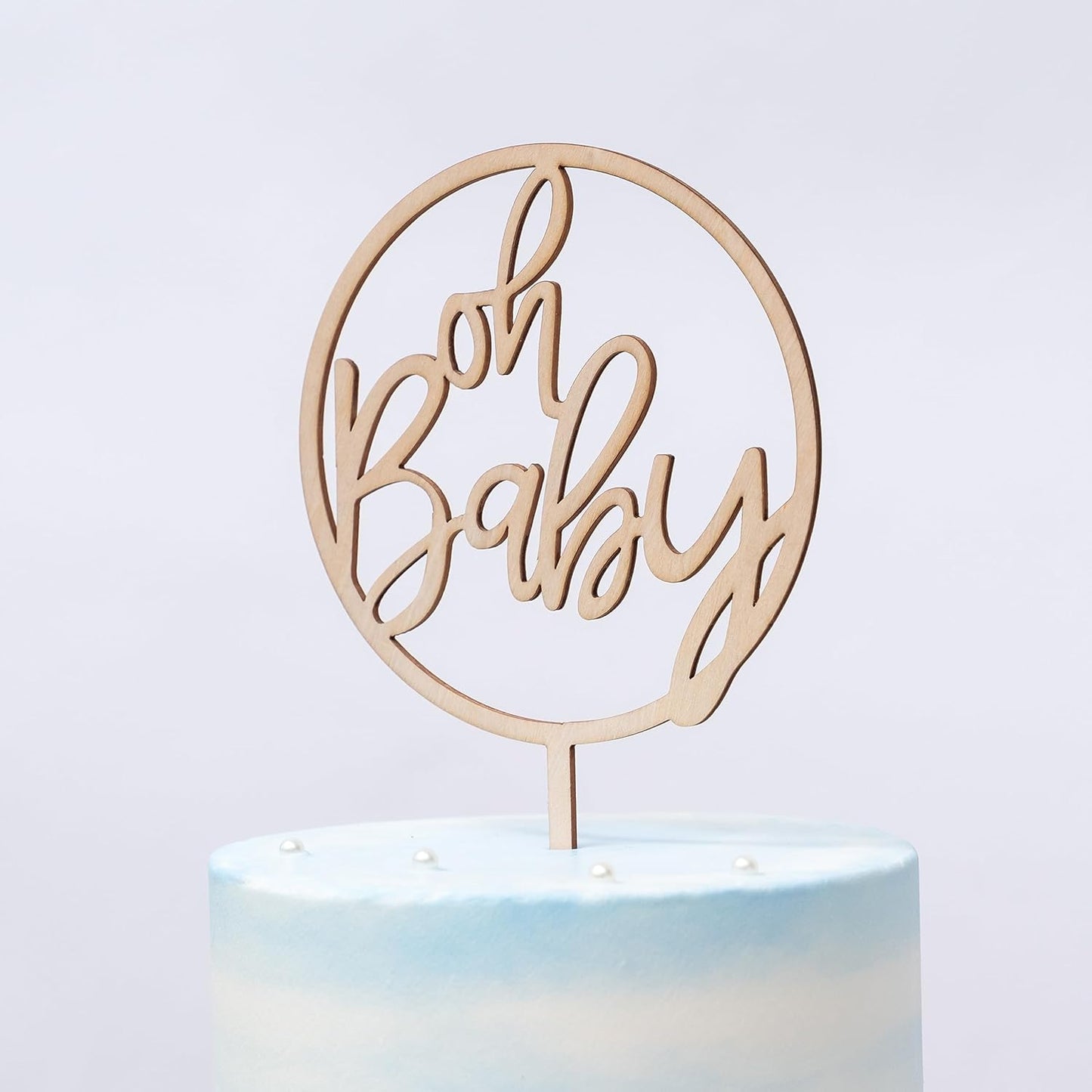 Oh Baby Wooden Cake Topper - Baby Shower Decoration,Gender Reveal Cake Doceration Supplies，Newtral Baby Shower Photo Props