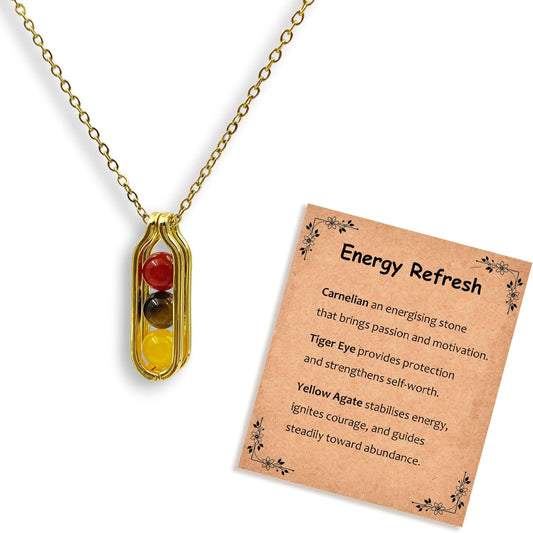 Natural Crystal Necklace Gift for New Beginnings, Crystals and Healing Stones Necklace for Anxiety Relief, Encourage Gift For Women, Mum, Natural Genuine Gemstone, Cheer Up