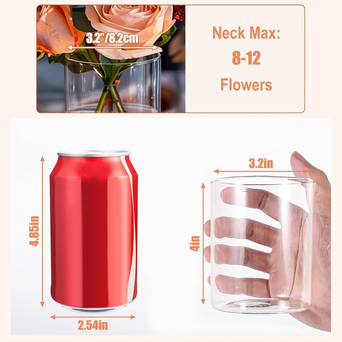 4 Inch Small Glass Cylinder Vases for Centerpieces | 12pcs Clear Flower Vase for Wedding Decorations, Floating Candle Vases in Bulk, Hurricane Candle Holders for Table, Home Décor