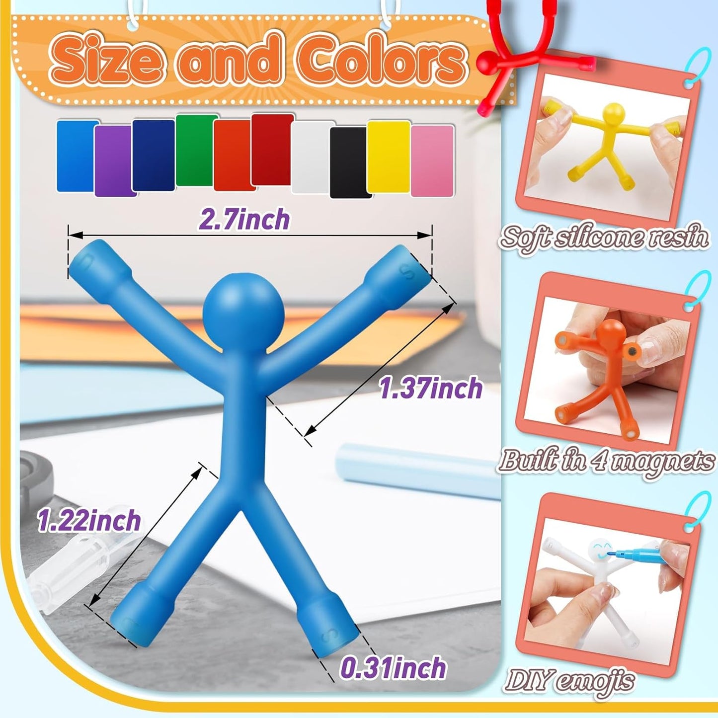 10 Pack Magnetic People for Adults, Decorative Fridge Magnets, Creative Magnet Set for Locker, Office, and Home Use