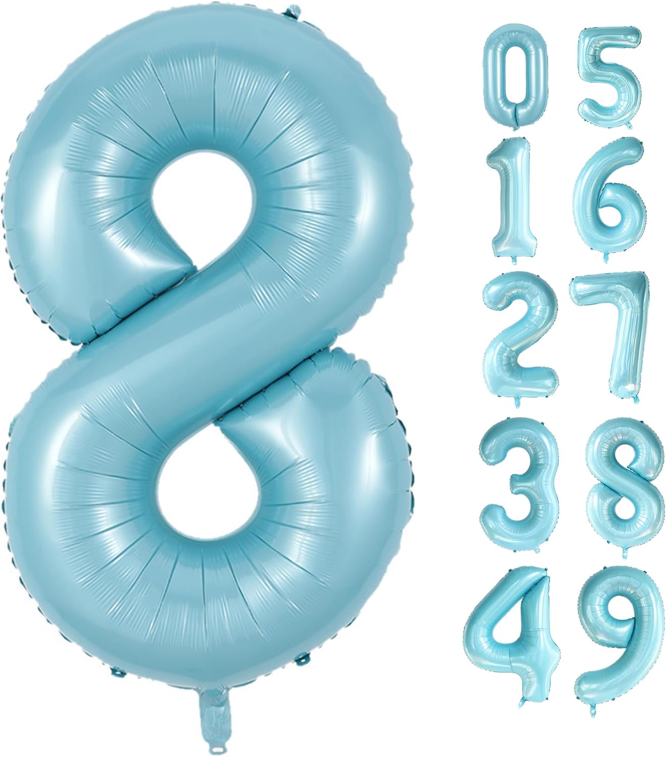 40 Inch Big Blue 8 Balloon Number Foil Helium Number Balloons 0-9 Jumbo Giant Happy 8th 18 28 Birthday Party Decorations for Boy or Girl Huge Mylar Anniversary Wedding Party Supplies (Blue No 8)