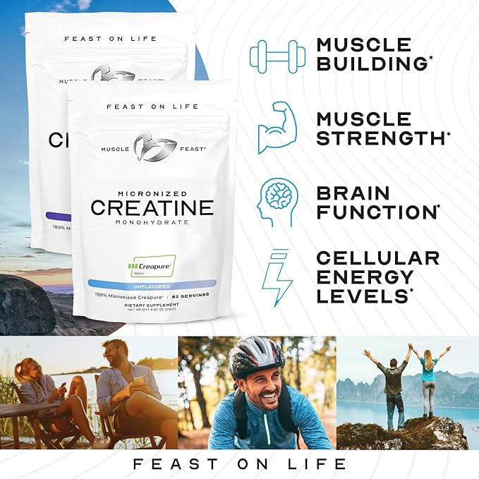 Muscle Feast Creapure - Micronized Creatine Monohydrate Powder | Premium Pre-Workout or Post-Workout | Flavored Creatine for Women & Men | Easy to Mix, Gluten-Free, Safe and Pure, (Watermelon, 250g)