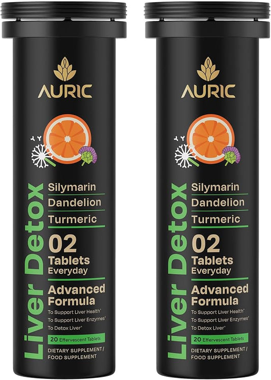 Auric Herbal Liver Support Supplement | Milk Thistle (Silymarin), Turmeric, Garlic, Ginger for Liver Health | Advanced Detox & Cleansing Formula for active Liver | 40 Tablets | Plant Based Gluten-Free