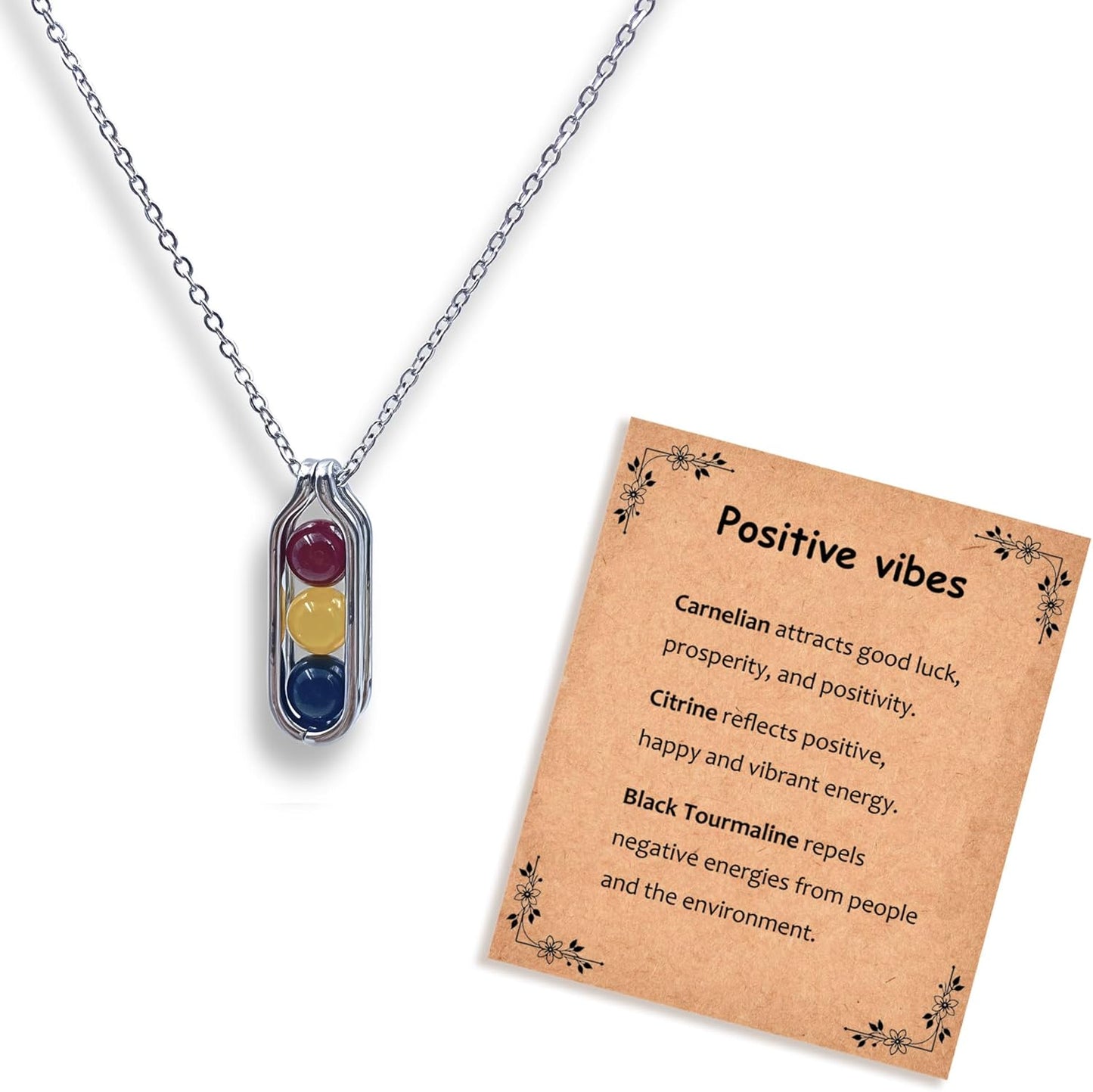 Natural Crystal Necklace Gift for New Beginnings, Crystals and Healing Stones Necklace for Anxiety Relief, Encourage Gift For Women, Mum, Natural Genuine Gemstone, Cheer Up