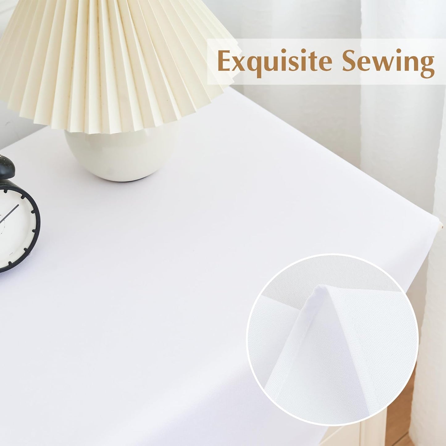 2 Pack Small Square Table Cloth 24X24 Inch White Washable Fabric Tablecloth Polyester Solid Table Cover for Night Stand End Tables Outdoor Indoor