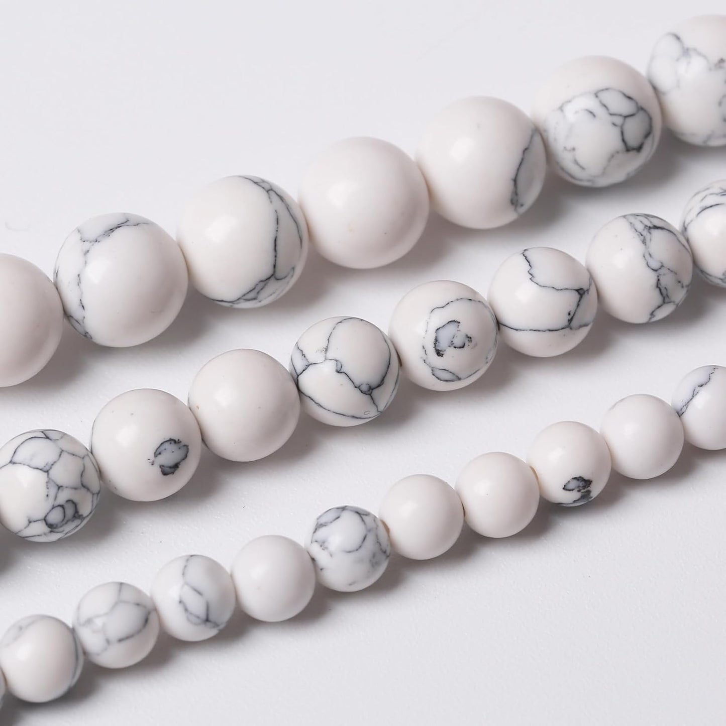 Natural White Turquoise Stone Beads Gemstone Round Crystal Energy Jade Beads Stone Beads for Jewelry Making DIY Bracelet Necklace Jewelry Making 1 Strand 15.5inch 35PCS 10MM