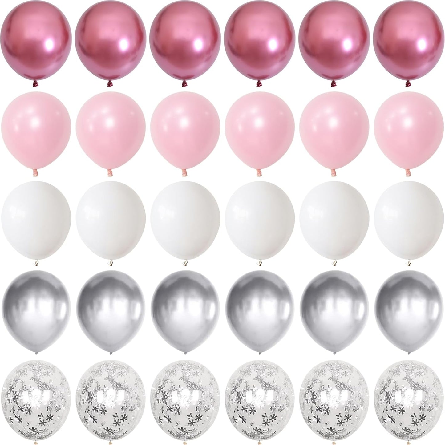 Winter Wonderland Balloons, 60PCS Pink White Snowflakes for Ice Wonderland Christmas Baby Shower Princess Theme Birthday Party Decorations Supplies