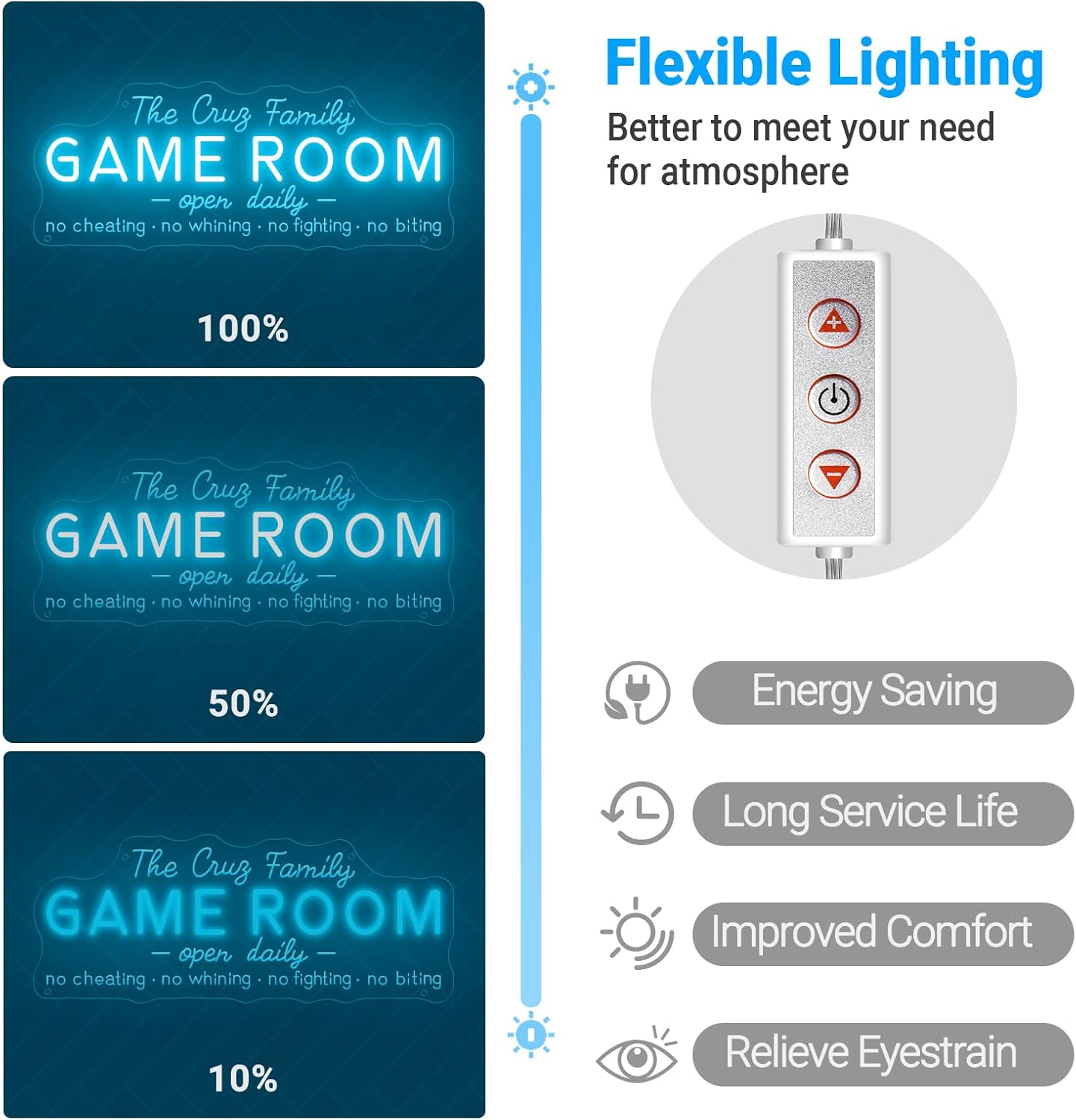 Custom Game Room Neon Sign for Wall Decor, Personalized LED Neon Name Signs, Dimmable Game Light Up Signs Customizable for Playroom Gaming Zone Man Cave Bedroom, Men Boys Gamer Birthday Gifts