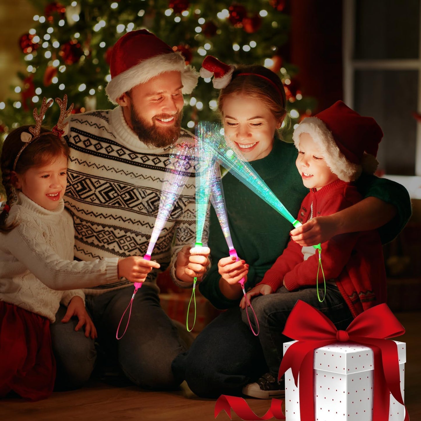 48 PCS Glow Fiber Wands Sticks LED Light Wands 3 Modes Flashing Fiber Optic Light Rod Bulk Fiber Optic Wands for Halloween Christmas Bar Wedding Party Supplies